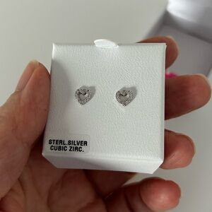 Heart Screw Back Sterling Silver Earrings BNWT